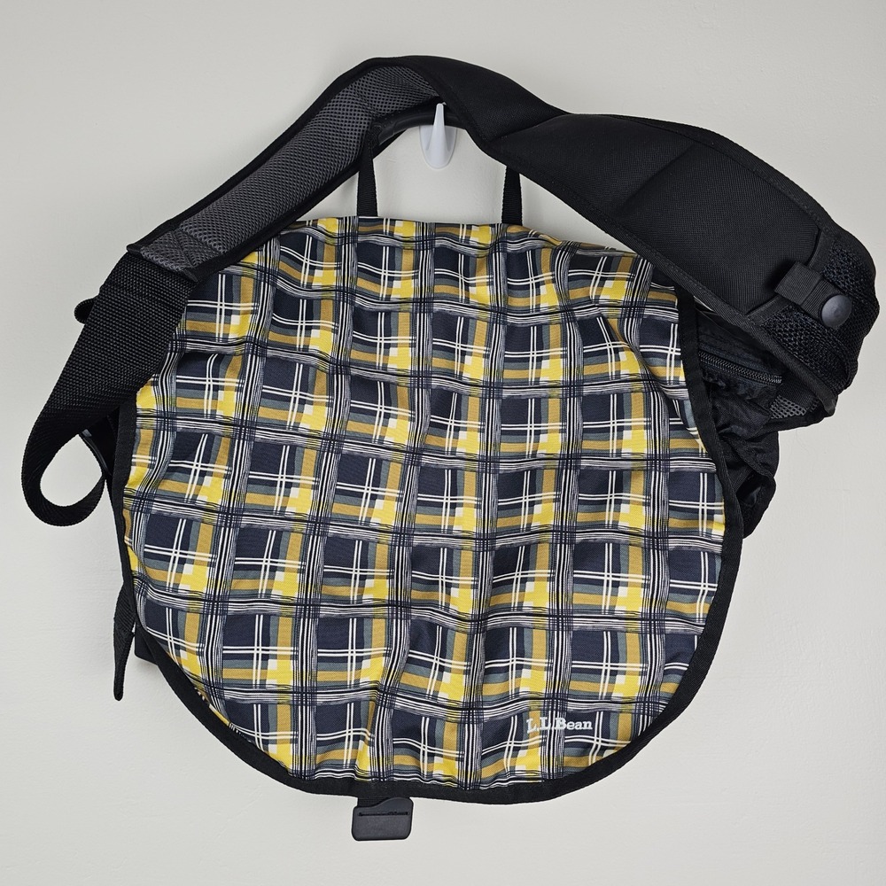 LL Bean Messenger Bag Large Yellow Plaid Crossbody Laptop Satchel Utility